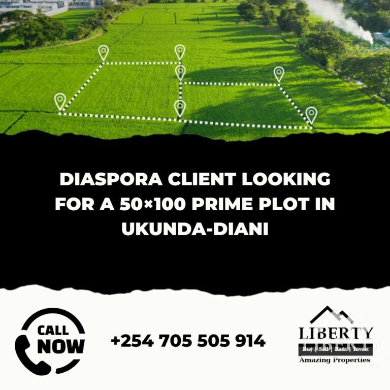 Diaspora Client Looking For 50X100 Prime Plot In Ukunda-Diani To Buy-750K- Ref-639